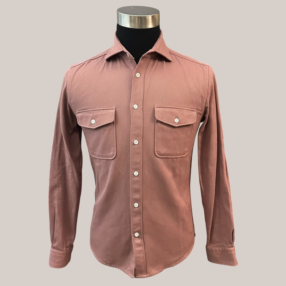 REISS Arlowoodrose Arlo Cotton Canvas Longsleeve Textured Shirt Regular Fit S